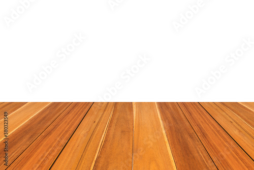 Wood table or wood floor on white background.