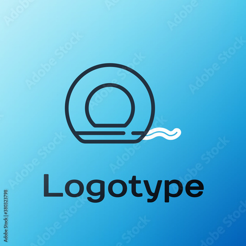 Line Dental floss icon isolated on blue background. Colorful outline concept. Vector.