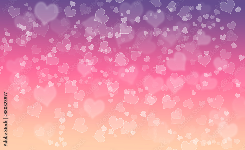 Colourful bokeh  with hearts theme.