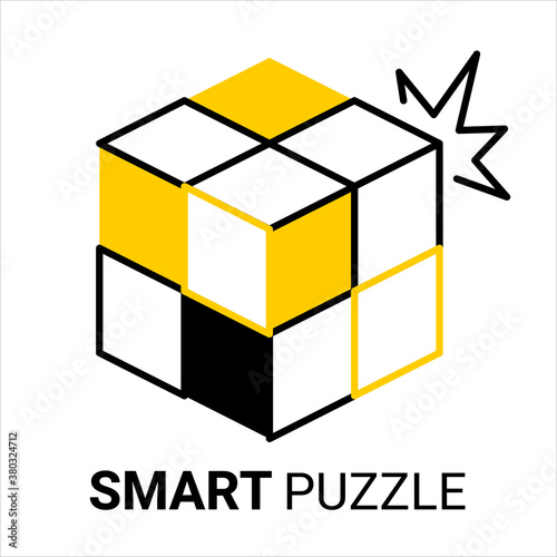 Vector illustration of a puzzle cube on white background