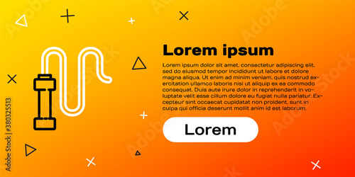 Line Braided leather whip icon isolated on yellow background. Colorful outline concept. Vector.