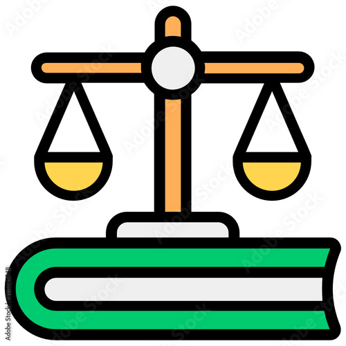 
Editable flat icon of law book, balance scale with book 

