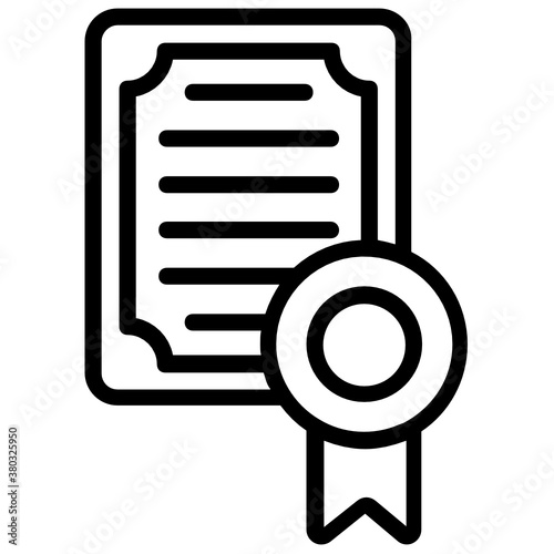 
Diploma icon, certified document in flat style 
