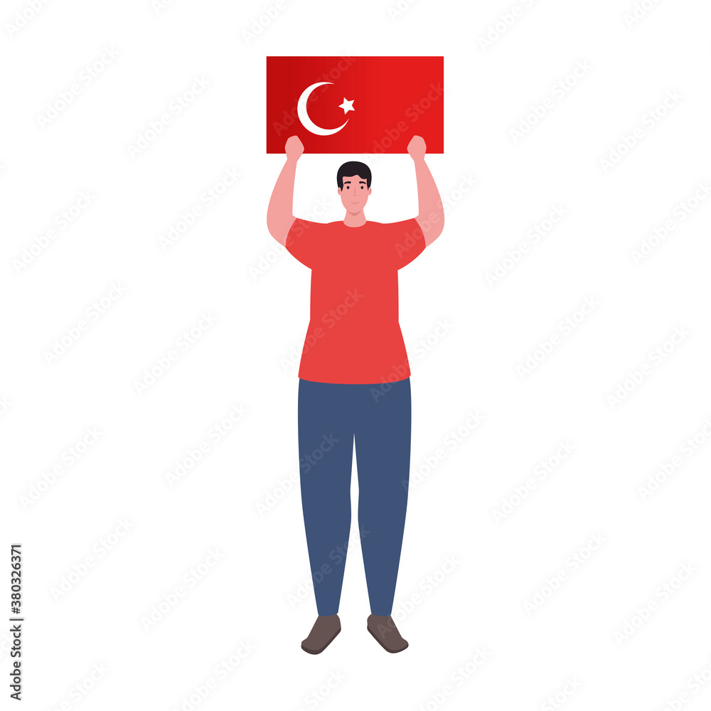 man cartoon with turkish flag design, Turkey culture travel and asia theme Vector illustration man cartoon with turkish flag design, Turkey culture travel and asia theme Vector illustration
