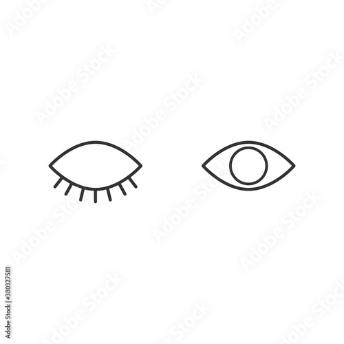 Eyes line icon. Close and open linear cartoon eye. Vector illustration isolated on white. Look and vision concept.