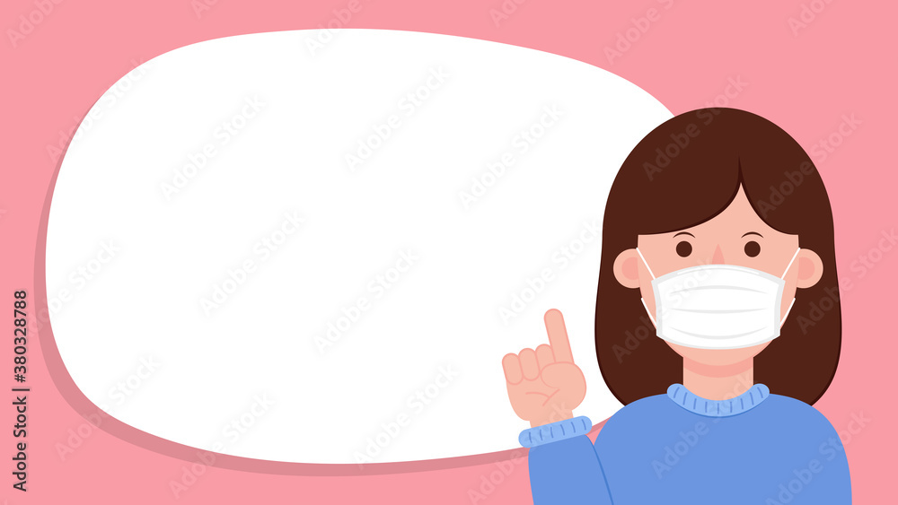 Woman wearing a face mask correctly. Face mask vector.