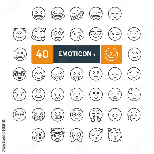 Emoticons Thin Line Pack. Vector scalable icons