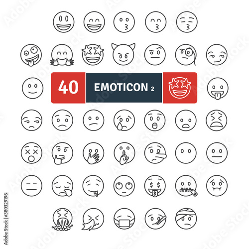Emoticons Thin Line Pack. Vector scalable icons