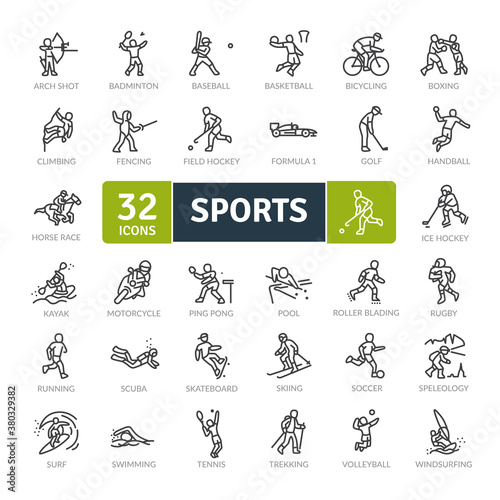 Sports Icons Pack. Thin line icons set. Flat icon collection set. Simple vector icons