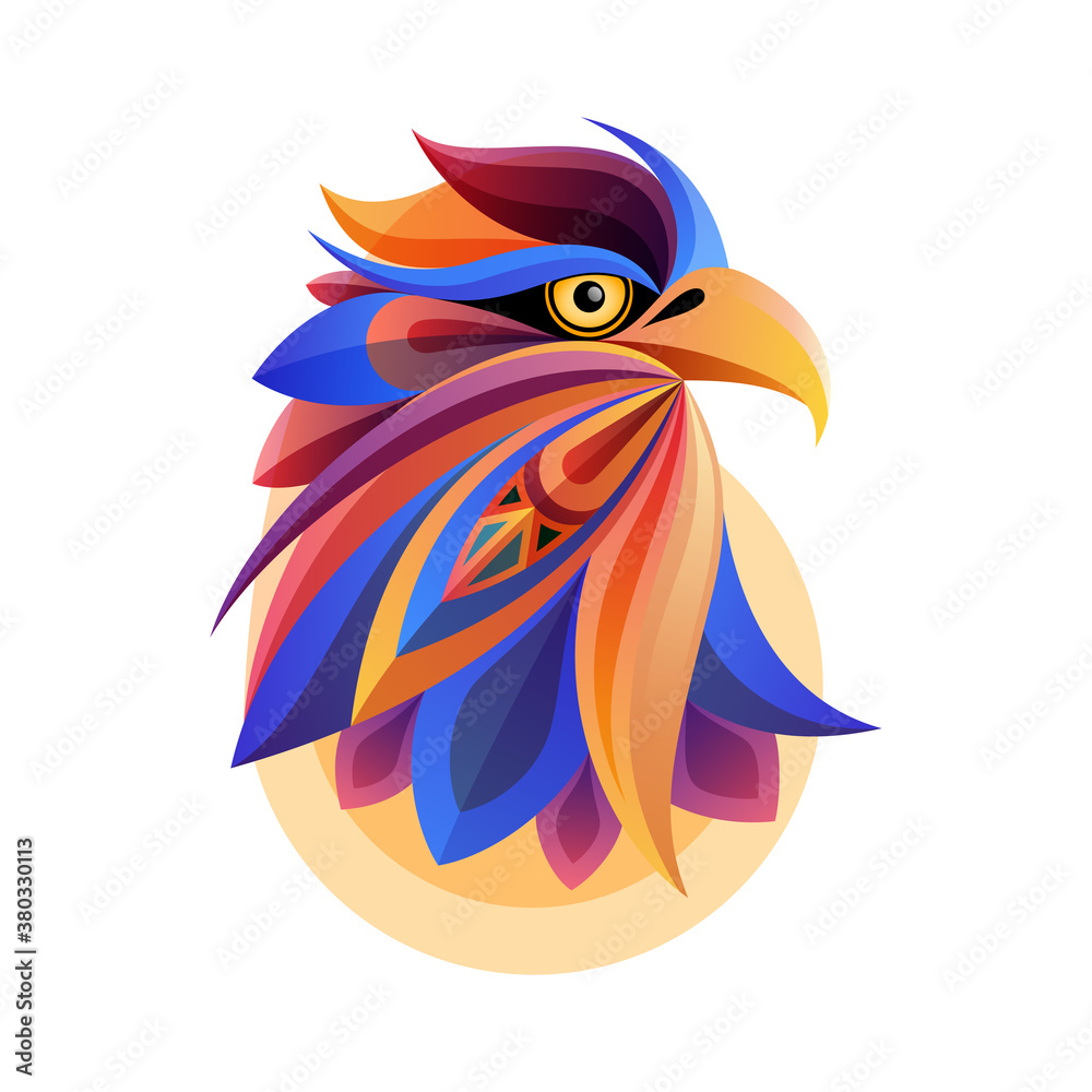 Fototapeta premium Colorful eagle head abstract vector artwork with white background. Perfect for t-shirt print, postcard or poster design