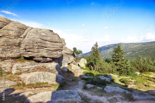 Trzy Swinki or Svinske kameny (in Polish and Czech) is a large granite rocks, on the border between Poland and the Czech Republic. photo