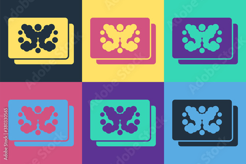 Pop art Rorschach test icon isolated on color background. Psycho diagnostic inkblot test Rorschach. Vector.