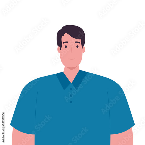 Plus size man cartoon design, Young model overweight fashion attractive adult style fashionable weight and curvy theme Vector illustration
