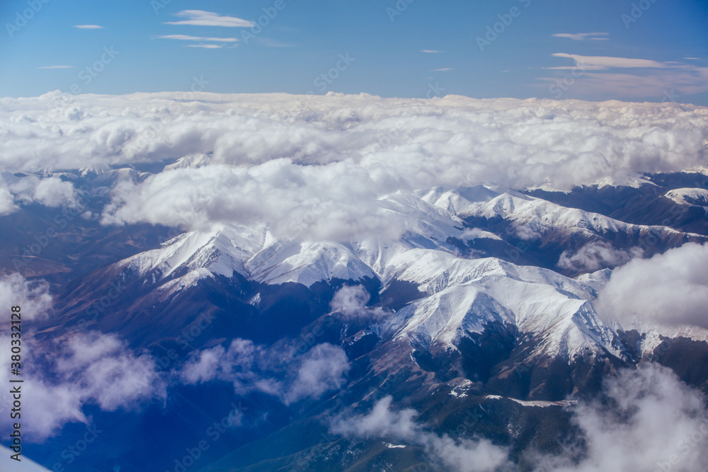 View over Southern Alps in New Zealand