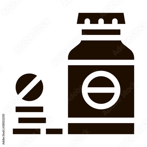 Bio Supplements Drugs Bottle Vector Icon. Sportsman Plastic Container With Healthy Balancer Drugs Pictogram. Dietary Protein Ingredient, Bar Bodybuilding Contour Illustration
