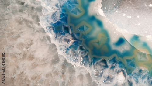 closeup macro of structure texture colors in crystal crystalline geode