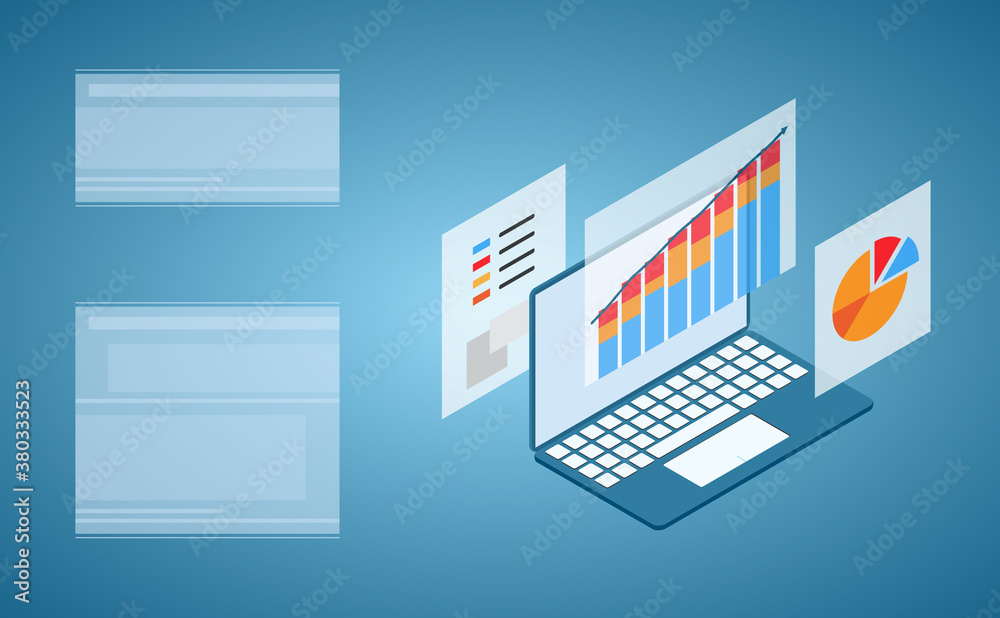 business analysis on the laptop with blank graphic