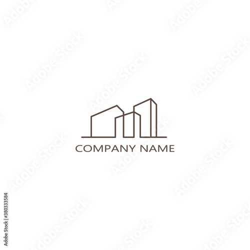 simple line building logo design vector illustration