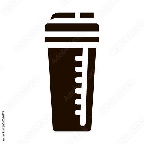 Sport Cup Equipment Shaker Vector Icon. Bio Balancers Muscle Sportsman Nutrition Plastic Shaker Pictogram. Dietary Protein Ingredient, Bar Bodybuilding Contour Illustration