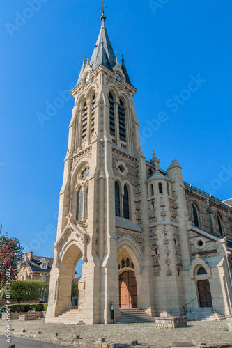 Saint-Lubin church in Rambouillet (built between 1868 and 1871). Rambouillet - commune in Yvelines department, in Ile-de-France region, 50 km southwest of Paris.