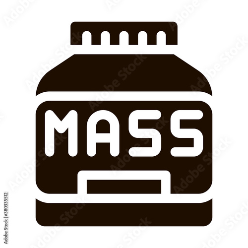 Mass Bottle Sport Nutrition Vector Icon. Bio Balancers Healthy Muscle Sportsman Nutrition Package Pictogram. Dietary Protein Ingredient, Bar Bodybuilding Contour Illustration
