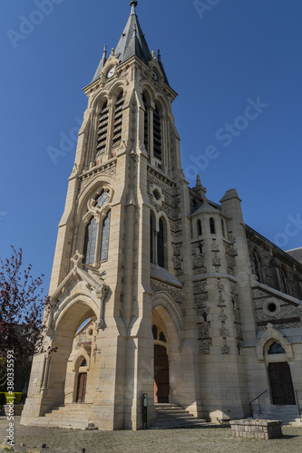 Saint-Lubin church in Rambouillet (built between 1868 and 1871). Rambouillet - commune in Yvelines department, in Ile-de-France region, 50 km southwest of Paris.