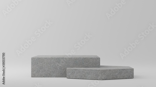Step concrete podiums on white background. Abstract minimal scene with geometrical. Scene to show cosmetic products presentation. design empty space. Showcase, shopfront, display case,3d render