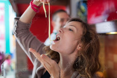 Tasting Italian Spaghetti Pasta Al Dente
