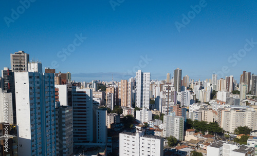 Drone aerial view of cityscape of Salvador, Bahia, Brazil. Aerial view of buildings.
