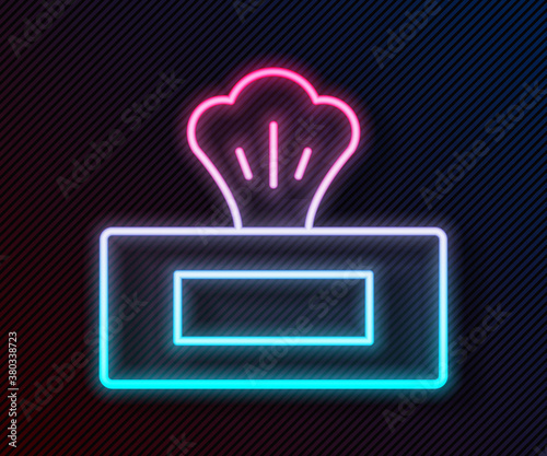 Glowing neon line Wet wipe pack icon isolated on black background. Vector.