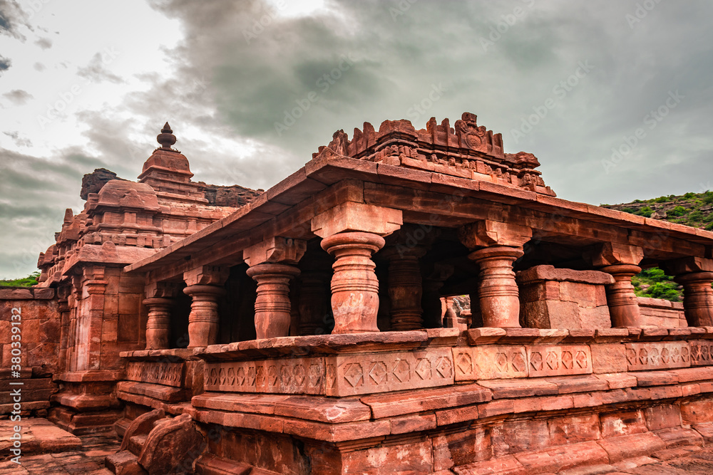Fototapeta premium ancient temple with holly religious lake and mountain background at morning