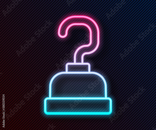 Glowing neon line Pirate hook icon isolated on black background. Happy Halloween party. Vector.