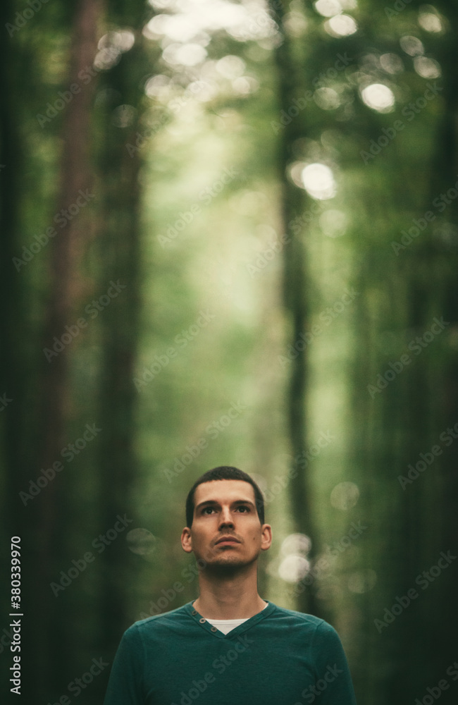 Young Man Standing in Forest Young Man Standing in Forest
