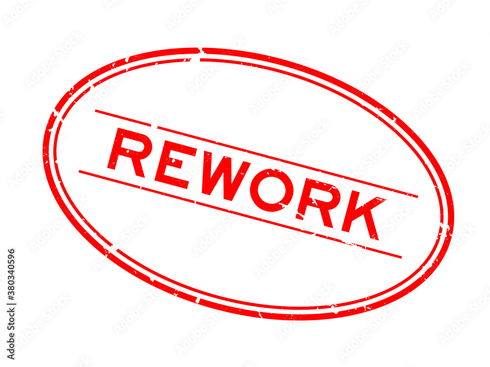 Grunge red rework word oval rubber seal stamp on white background Grunge red rework word oval rubber seal stamp on white background