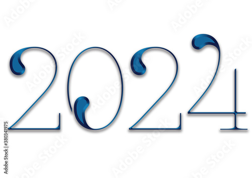 2024, Jahreszahl, Nummer, Blau