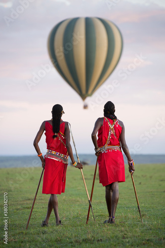 Maasai tribesmen in the Maasai Mara National Park. photo