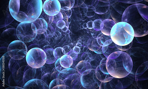 Colorful bubbles, beautiful background for art project. 3D illustration, computer-generated fractal