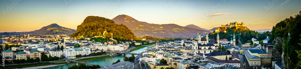 Naklejka premium famous old town of Salzburg in Austria