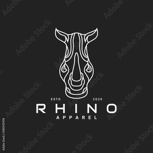 Monoline style of rhino logo design. Perfect for apparel, fashion and clothing company