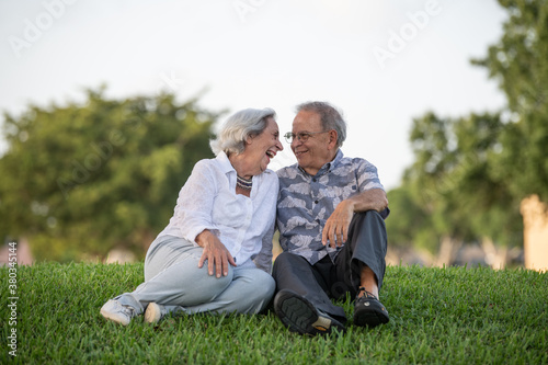 Senior couple looking at each other outdoors