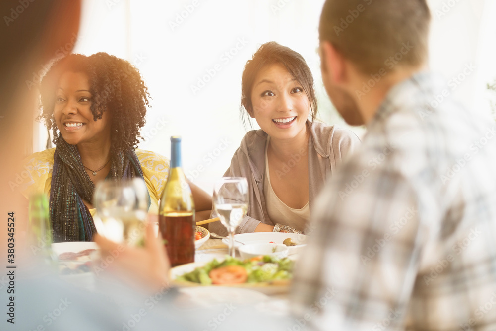 Group of friends enjoying dinner party Group of friends enjoying dinner party