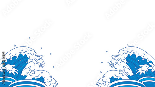 うねる波　浮世絵　背景素材