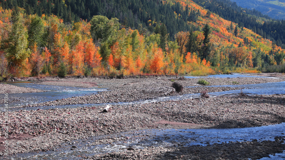 Scenic Crystal river landscape in rural Colorado in autumn time Scenic Crystal river landscape in rural Colorado in autumn time