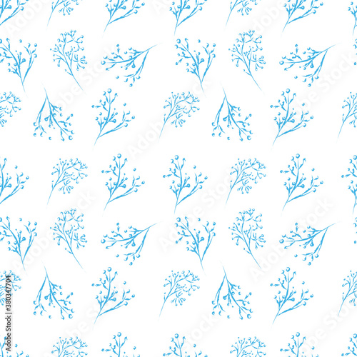 Sketch tree branch, seamless pattern for fabric, print, seamless pattern