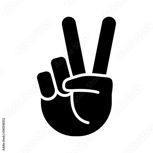 hand peace and love sign silhouette style icon