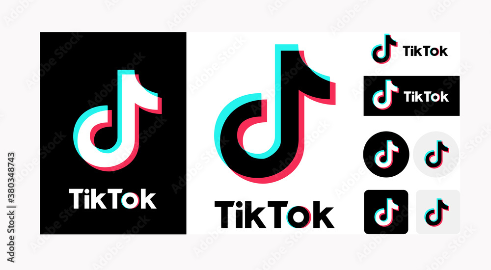 TikTok logo set variation on white background. Tik Tok app. Vector