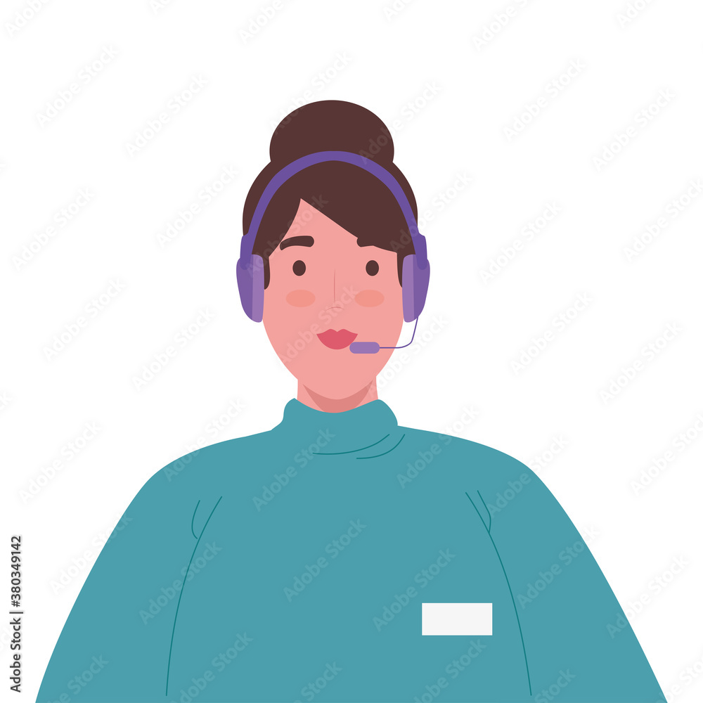 Woman operator with headphone design, Call center technical service online support service telemarketing and contact theme Vector illustration