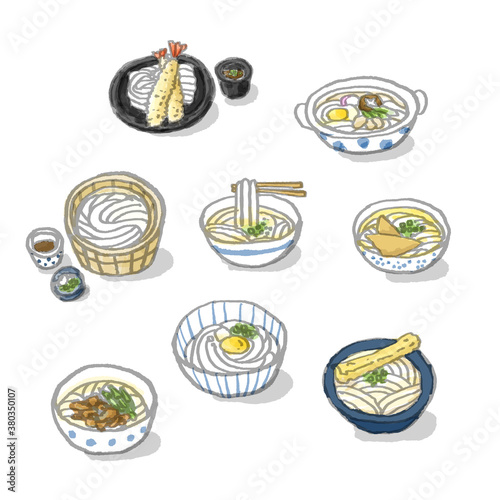 うどん　イラスト　タイトル　20092506 hanadaruma 