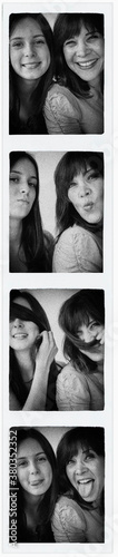 Photo booth picture of teenage girl (14-15) and her mom