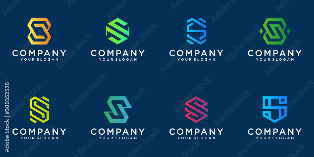 A collection Creative colorful of letter s logo designs in abstract modern minimalist flat for business